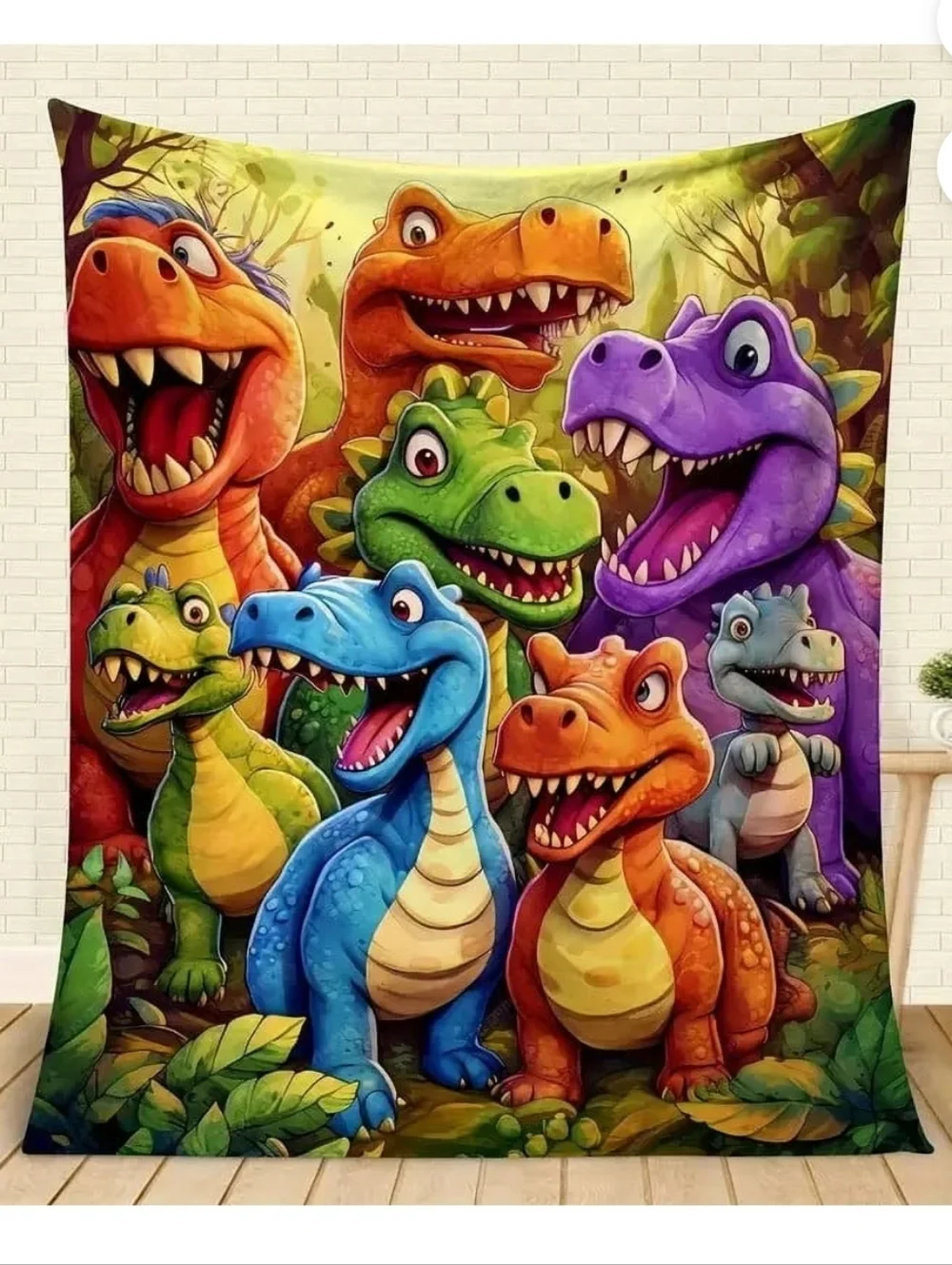 NWT Soft Fleece‎ 2D Dinosaur Blanket Kids Childrens Throw Dino 2 Sizes Available